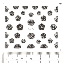 ネイル デコ シール カメリア 花 椿 ブラック ホワイト 黒 白 2枚(S083) 2枚目の画像
