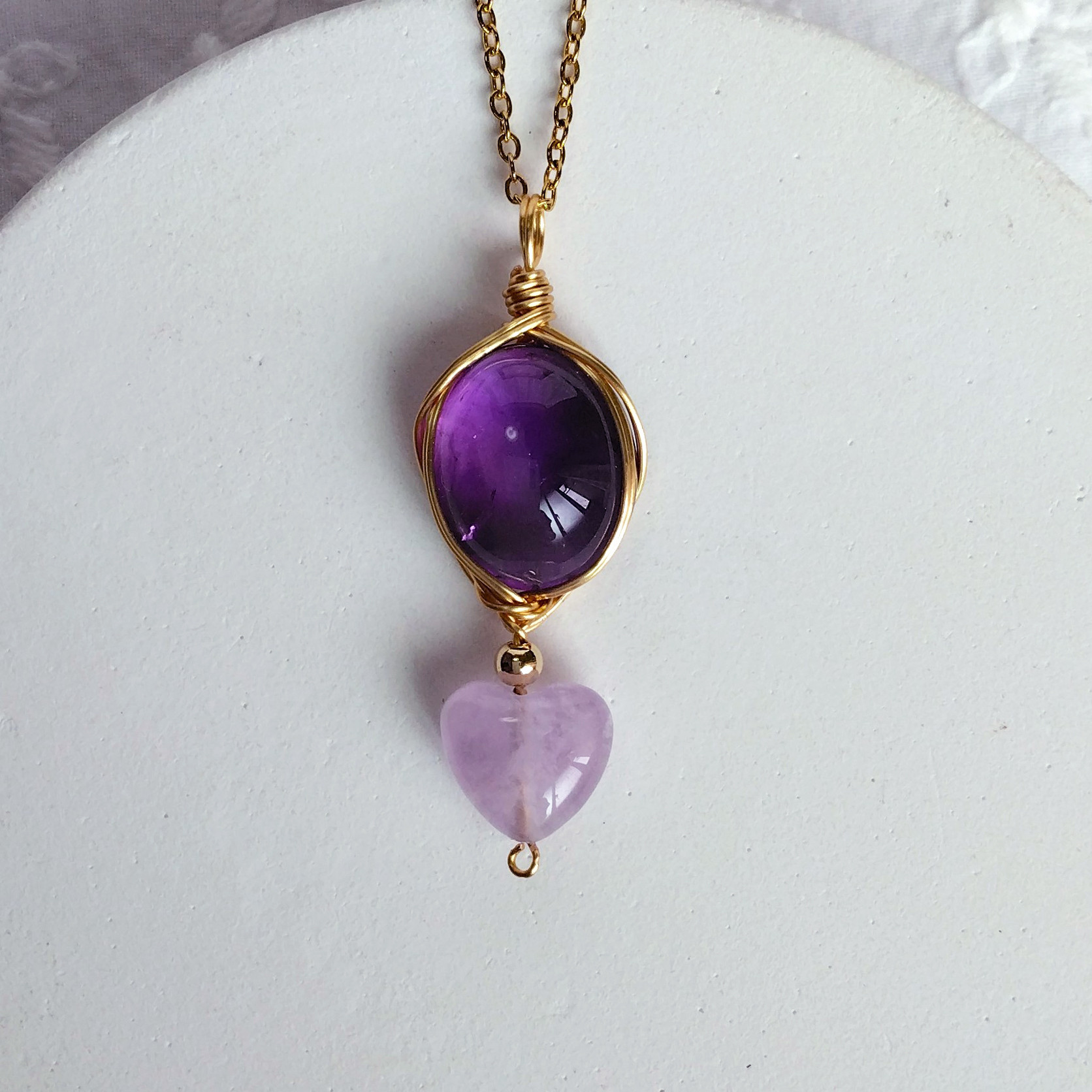 アメジスト 天然石 ワイヤーペンダント  No.P28
