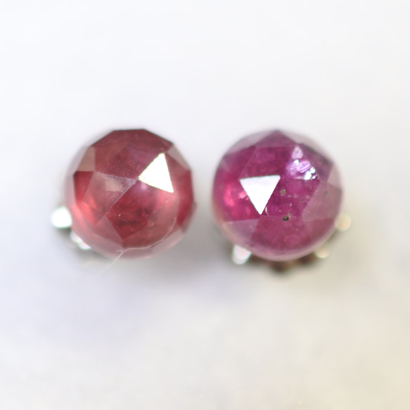 （1 件）紅寶石和玫瑰切割耳環（6 毫米，鈦柱） 第1張的照片
