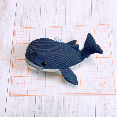 クジラポーチ グレー ポーチ まぁ・海のポケット mashiroten 通販