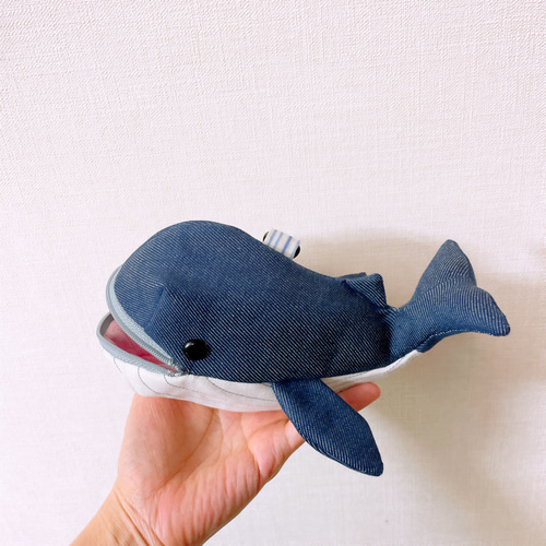 クジラポーチ グレー ポーチ まぁ・海のポケット mashiroten 通販