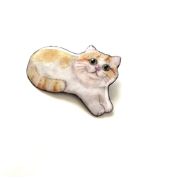 七宝焼　しっぽう焼き　ブリティッシュショートヘア猫さんのブローチ 2枚目の画像