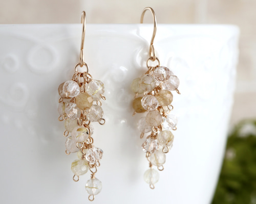 ルチルのピアスたん！かわいい！ 楽天市場】ルチルクォーツ 18K ピアス レディース シンプル 18金