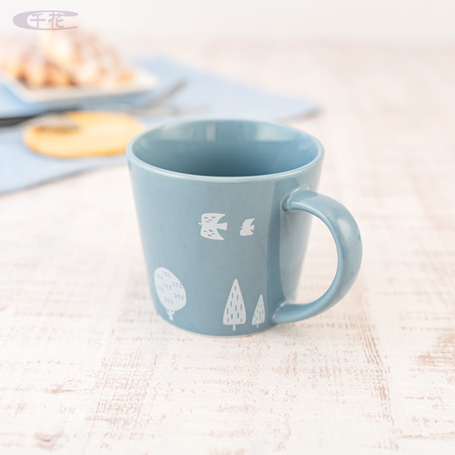 マグカップ＊北欧風＊ブルー+ホワイト＊250ml［ID：C20036-1 
