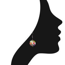 威尼斯穆拉諾琉璃珠耳環  #GE0043 扁圓千花珠 第4張的照片