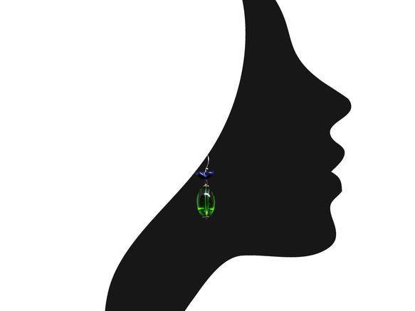 威尼斯穆拉諾琉璃珠耳環  #GE0041 綠湖藍荷漂 第4張的照片