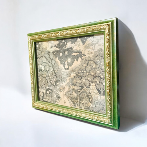 原画一点物】「ターニングポイント」ペン画作品 絵画 モノクロ 風景画