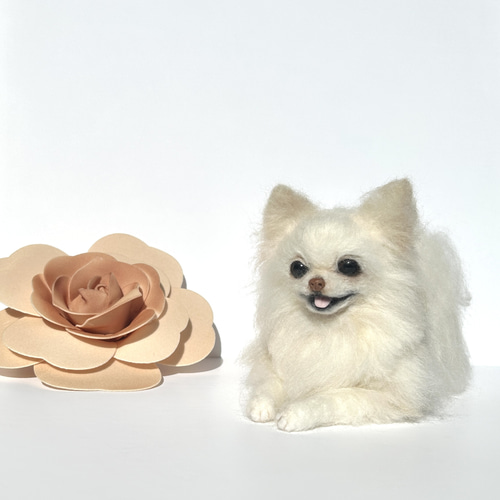 羊毛フェルト にこにこ伏せをするチワワ送料無料 羊毛フェルト needle