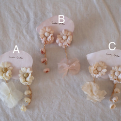 flower party 布花耳飾り 3枚目の画像