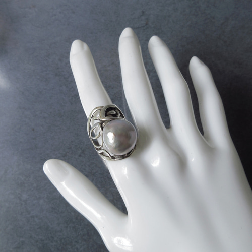 バロックパール 真珠 シルバーリング silver 指輪 15号くらい バロックパール 真珠 シルバーリング silver 指輪 15号くらい