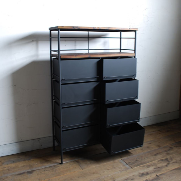 アイアンのドロワーシェルフ　4列2段【サイズオーダー可】 収納 家具 新築