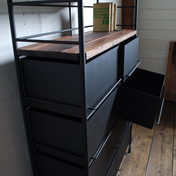 アイアンのドロワーシェルフ　4列2段【サイズオーダー可】 収納 家具 新築