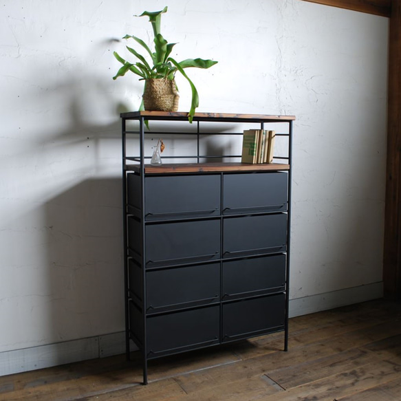 アイアンのドロワーシェルフ　4列2段【サイズオーダー可】 収納 家具 新築