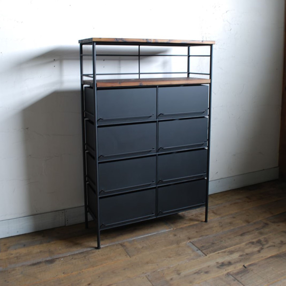 アイアンのドロワーシェルフ　4列2段【サイズオーダー可】 収納 家具 新築