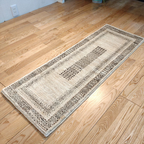 天然無染ラグ　ガゼニラハット　ランナー　200×64 ブラウン　グラデーション 天然無染ラグ ガゼニラハット ランナー 200×64 ブラウン