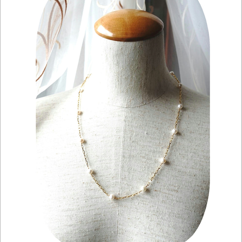 淡水パールのステーションネックレスセット ネックレス・ペンダント  