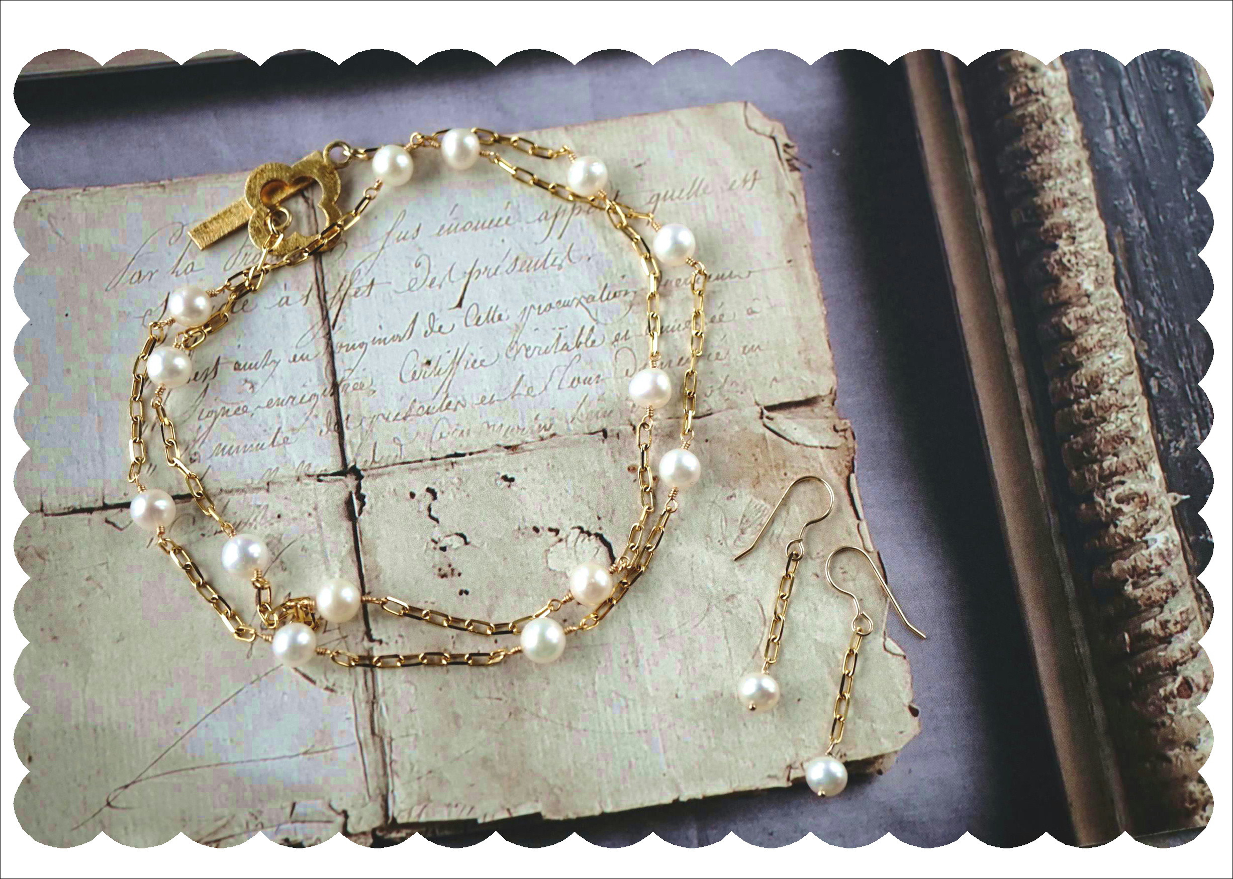 淡水パールのステーションネックレスセット