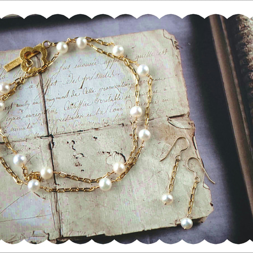 淡水パールのステーションネックレスセット ネックレス・ペンダント  