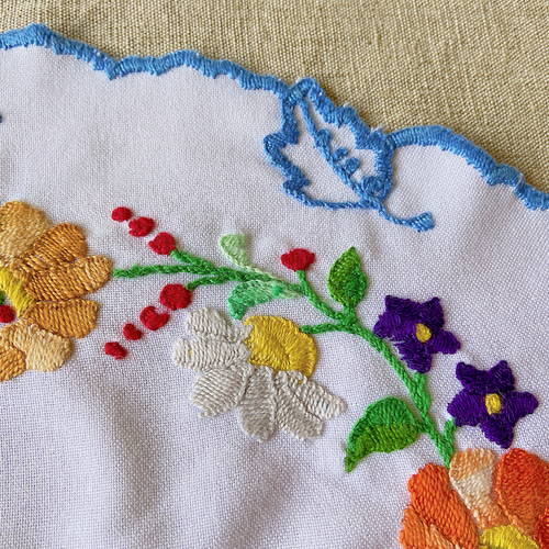 ハンガリー刺繍 カロチャ刺繍 刺繍 マット ドイリー アンティーク