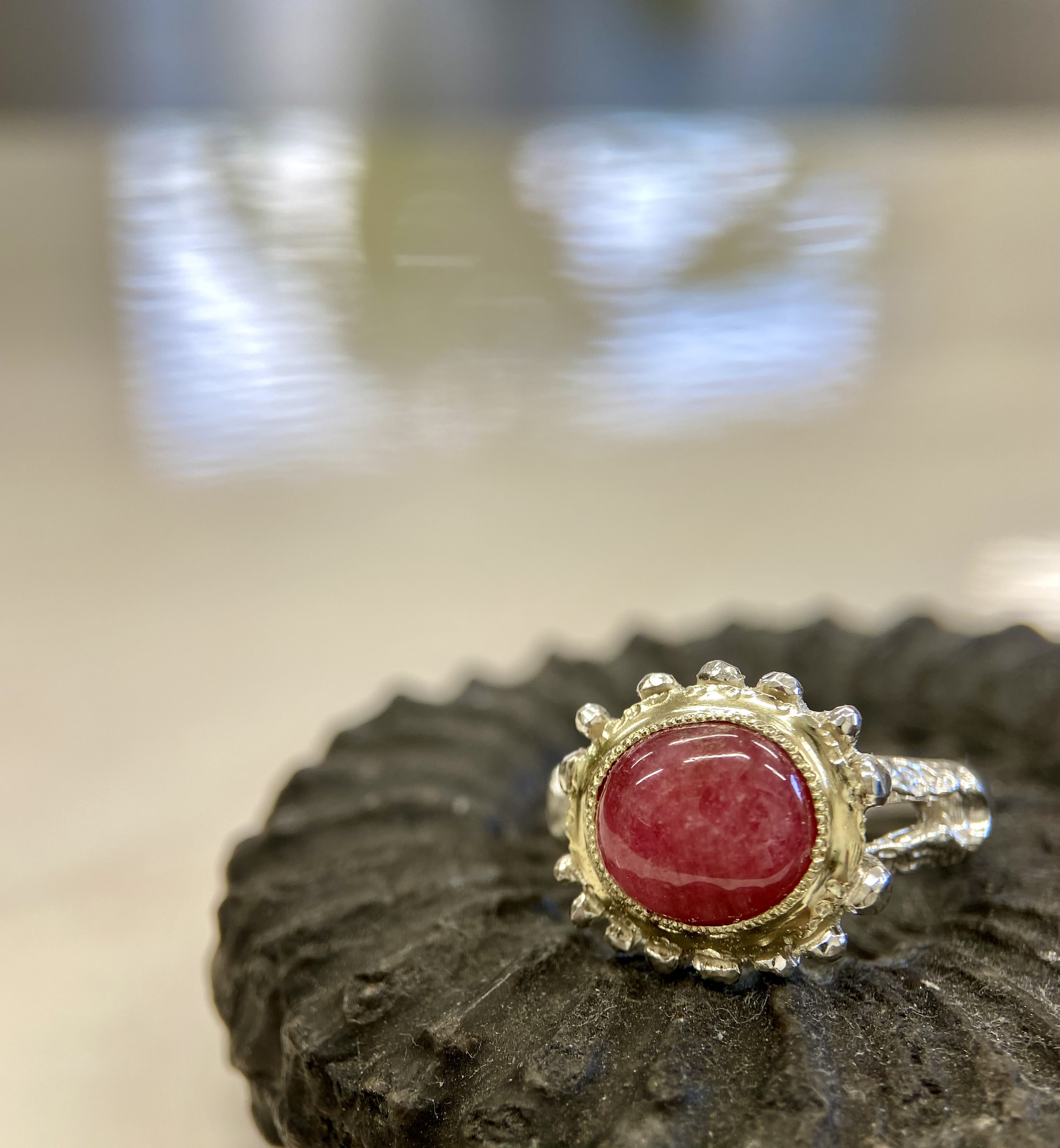 K14YG&silverロードナイトリング(送料無料)バラ輝石と言われる