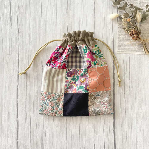 リバティミニボストンバック パッチワークバック （ミニボストンバッグ  