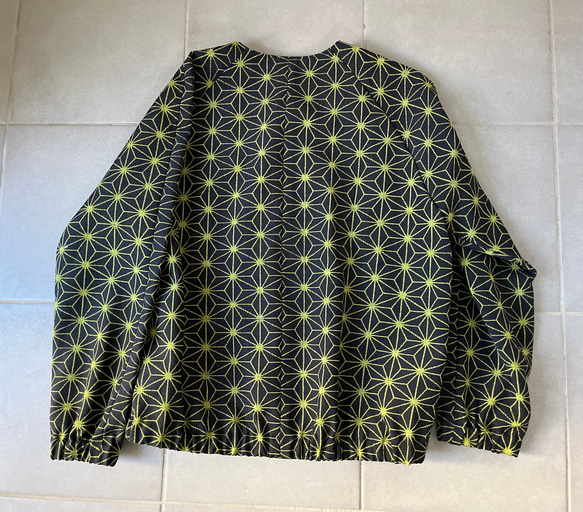 八百屋のお七JK  麻の葉紋様パフスリーブジャケット　着物リメイクジャケット 6枚目の画像