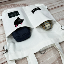 【送料無料】2匹の黒猫の刺繍 内ポケット付き キャンバス ２WAY ショルダートートバッグ＜ホワイト＞ 3枚目の画像