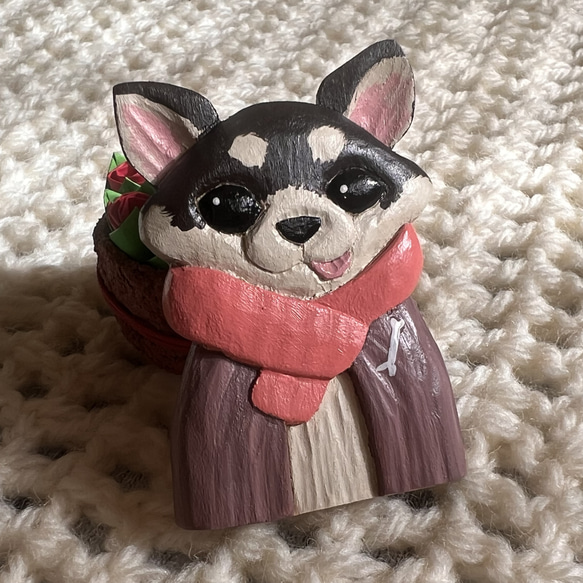 木彫りのチワワ(チョコ&タン) 木彫りのチワワ(チョコ&タン) 木彫りのチワワ(チョコ&タン) チョコタン