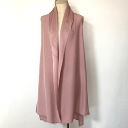 着物リメイク　桜色のローブベスト　シルク 1枚目の画像