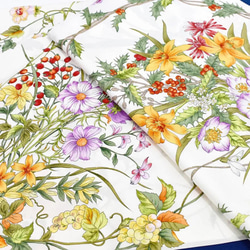 四季のツリー花(CFE-224) 伝統横濱スカーフ 大判 シルクツイル スカーフ ネイビーボーダー 4枚目の画像