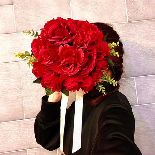 ♦︎送料無料♦︎ 直径30cm 赤薔薇 アーティフィシャルフラワー ブーケ