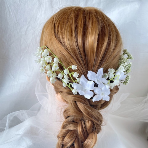 すずらん かすみ草 ヘッドドレス ホワイト ブライダル ウエディング