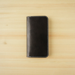 本革 iPhone case ヌメ革 ブラック スマホケース/ヌメ革/iphone8プラス/スマホホルダー/本革