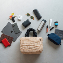 チクチクしないペーパー かごバッグ ちょうどいいサイズ感 大人かわいい フリル ミニ トートバッグ 軽量 夏 215 5枚目の画像