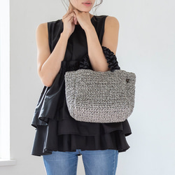 チクチクしないペーパー かごバッグ ちょうどいいサイズ感 大人かわいい フリル ミニ トートバッグ 軽量 夏 215 11枚目の画像