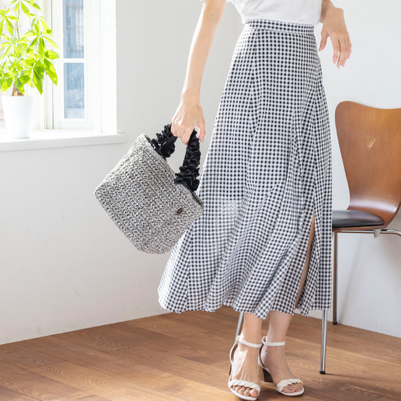 チクチクしないペーパー かごバッグ ちょうどいいサイズ感 大人かわいい フリル ミニ トートバッグ 軽量 夏 215 12枚目の画像