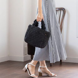 チクチクしないペーパー かごバッグ ちょうどいいサイズ感 大人かわいい フリル ミニ トートバッグ 軽量 夏 215 9枚目の画像