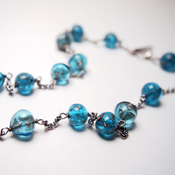 威尼斯穆拉諾琉璃珠項鍊 #GN0018 透明藍 第2張的照片
