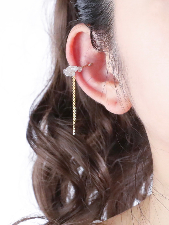 [14kgf] 耳環 colorato [白色] 鋯石 十二月生日石 第11張的照片