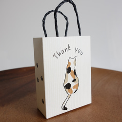 【後ろ向き猫】ミニ手提げ紙袋 プレゼント プチギフト 英字 シンプル ミニ紙袋 プチ紙袋 8枚 5枚目の画像