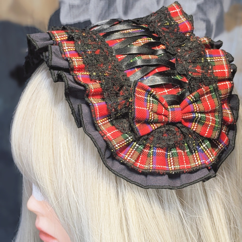 懐古ロリィタ　ハンドメイド　タータンチェック　赤チェック　ロリィタ 手作り赤チェックスカート - ロリータファッションの秋コーデ