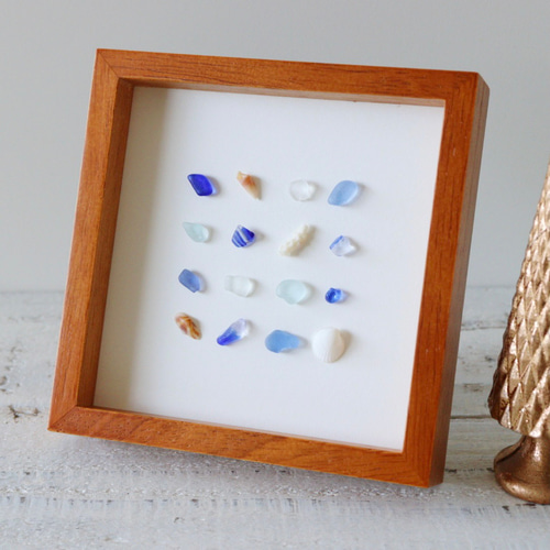 光の粒－海｜シーグラスアート｜ガラスアート 青 インテリア その他