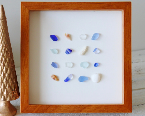 光の粒－海｜シーグラスアート｜ガラスアート 青 インテリア その他