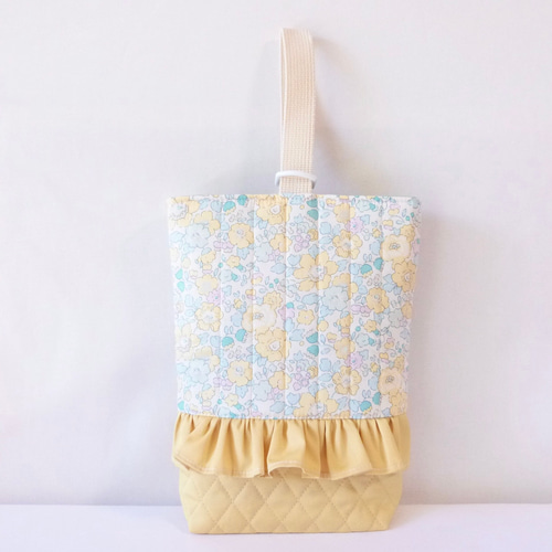 リバティ　レッスンバッグ上履き入れ体操服袋　ハンドメイド　ベッツィ×ヌビ リバティ ベッツィ の フリル付き レッスンバッグ 体操着入れ 上履き