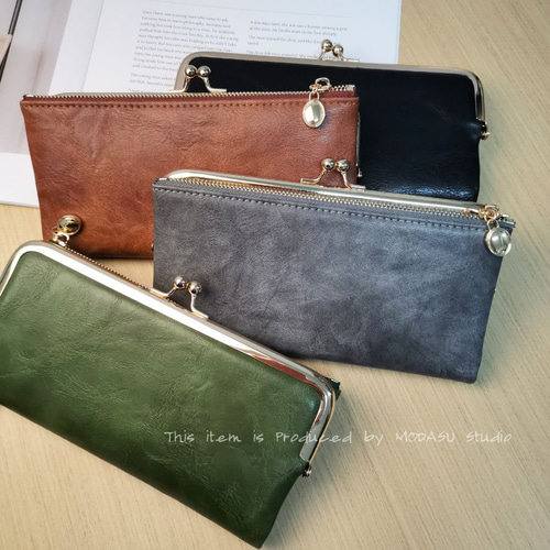 makoさま専用【希少 高級感漂う本革】ガマ長財布 緑 大刻印