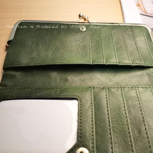 グリーン系レザー長財布　大容量　ハンドメイド　22cm×11cm 小さい長財布 TIDY2.0】長財布 本革 栃木レザー 日本製 メンズ