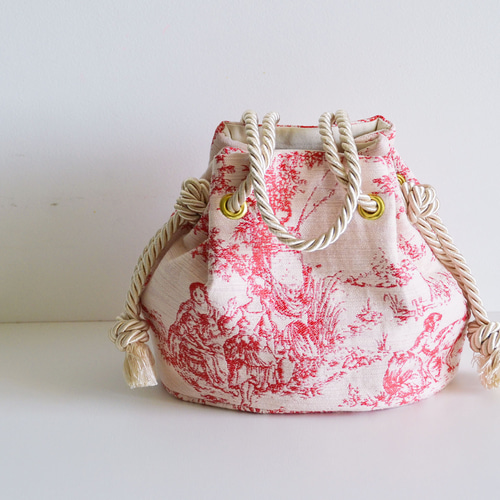 数量限定 トワルドジュイ ジャガード 2wayマリンバッグ レッド（Toile