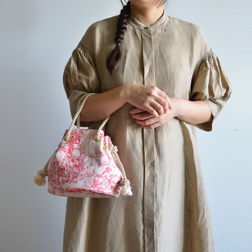 数量限定 トワルドジュイ ジャガード 2wayマリンバッグ レッド（Toile