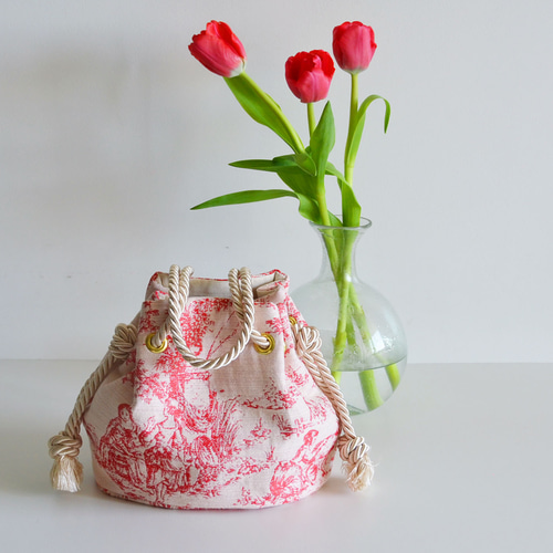 数量限定 トワルドジュイ ジャガード 2wayマリンバッグ レッド（Toile