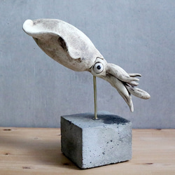 海洋生物動物藝術品烏賊魷魚動物陶器由Katsuhito Fuchiwaki Toujin Kagoshima toujin-01 第3張的照片
